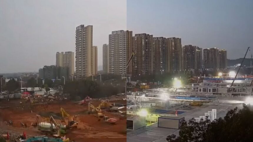 Impresionante timelapse: la construcción del hospital chino para combatir el coronavirus en un minuto