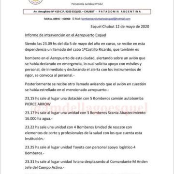Bomberos denuncian las irregularidades del aeródromo de Esquel