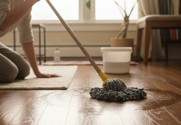 Uso de vinagre y detergente para el cuidado de pisos de madera