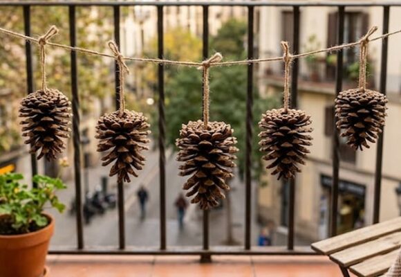 Beneficios de colgar piñas de pino en balcones durante el otoño e invierno