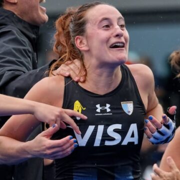 Eugenia Trinchinetti celebra la victoria de Las Leonas ante Países Bajos en el Mundial de Hockey