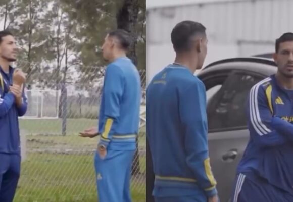 El emotivo reencuentro de Di María y Paredes durante el entrenamiento de Boca