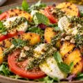 Innovadora versión de la ensalada caprese con duraznos a la parrilla